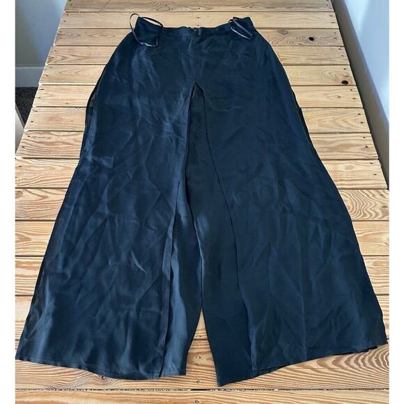 Vintage Made In USA Tadashi Silky Wide Leg Pants Size 18 Women’s Black - Picture 1 of 8